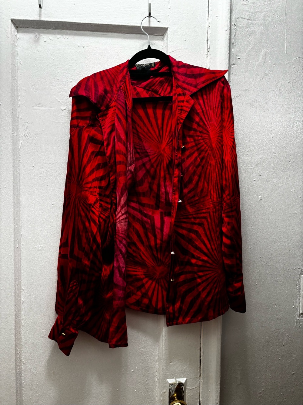 Vintage Escada 100% Silk Red Button Down Blouse